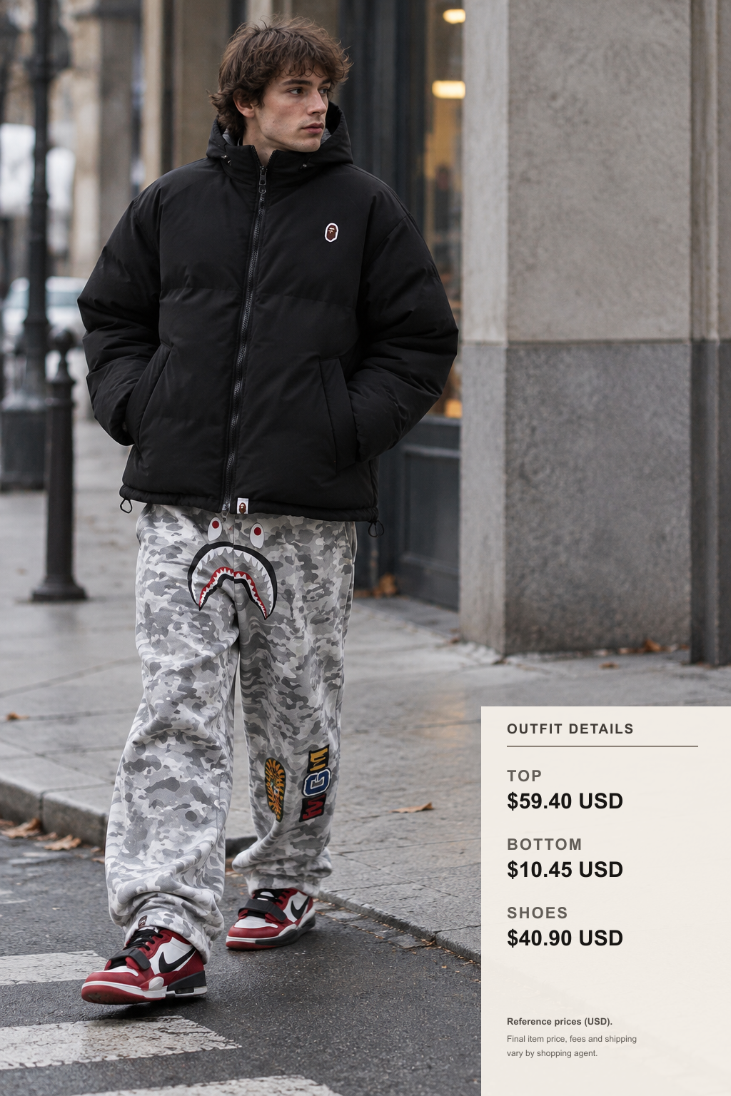 bape Jacket and Wide-Leg Pants for Winter outfit 1 full-body street style for fashionreps