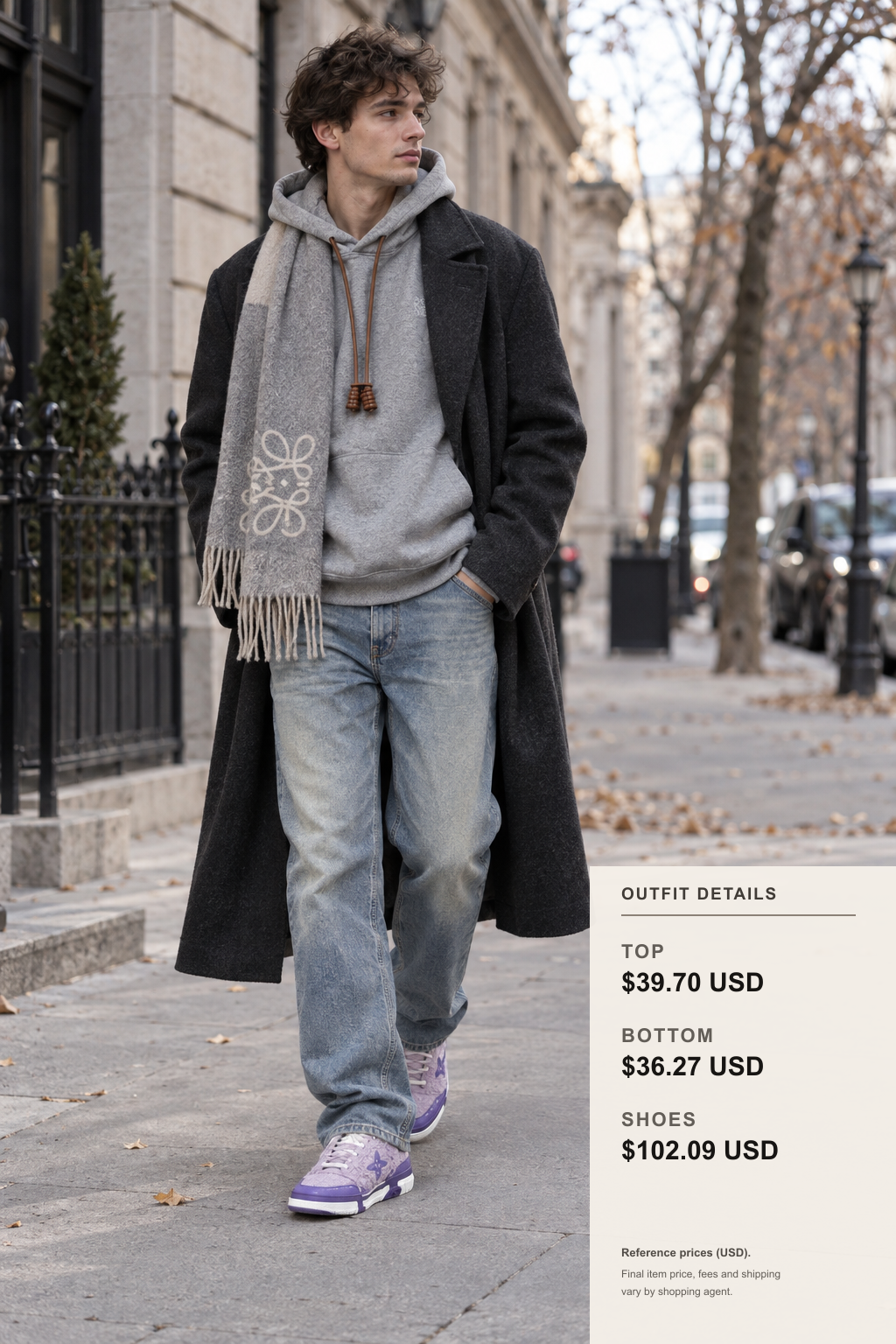 loewe Scarf Styling With Winter Coats outfit 1 full-body street style for fashionreps