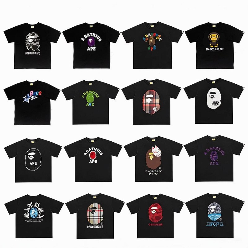 Bape Classic Monkey Print T-Shirt Kollektion Test: Eine von 80 Farbvarianten auswählen